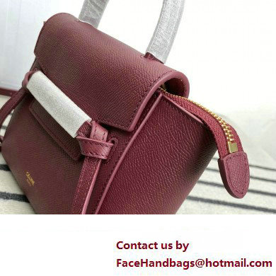 Celine mini belt pico Bag in grained calfskin burgundy 2024