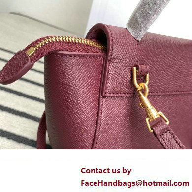 Celine mini belt pico Bag in grained calfskin burgundy 2024