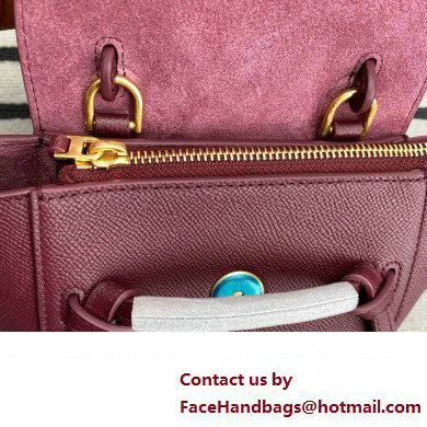 Celine mini belt pico Bag in grained calfskin burgundy 2024