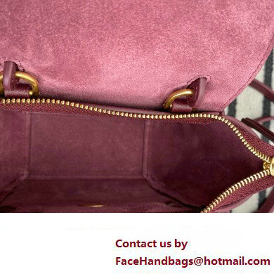 Celine mini belt pico Bag in grained calfskin burgundy 2024