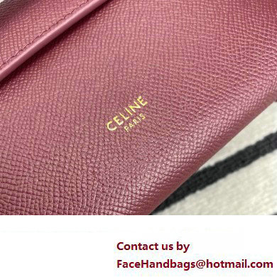 Celine mini belt pico Bag in grained calfskin burgundy 2024