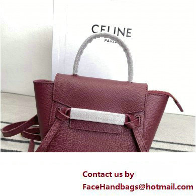 Celine mini belt pico Bag in grained calfskin burgundy 2024