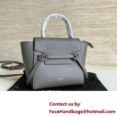 Celine mini belt pico Bag in grained calfskin gris etain 2024