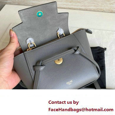 Celine mini belt pico Bag in grained calfskin gris etain 2024