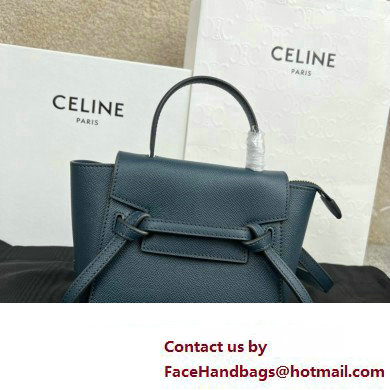 Celine mini belt pico Bag in grained calfskin navy blue 2024