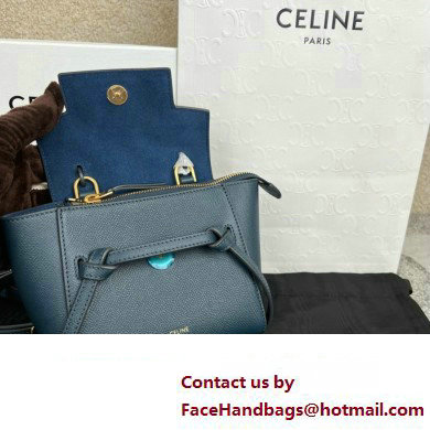 Celine mini belt pico Bag in grained calfskin navy blue 2024