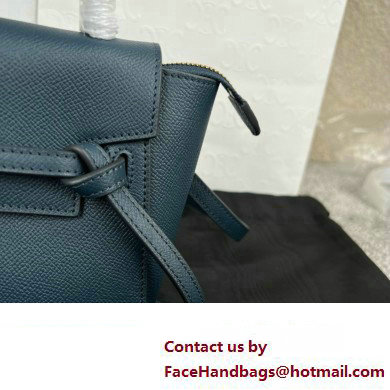 Celine mini belt pico Bag in grained calfskin navy blue 2024