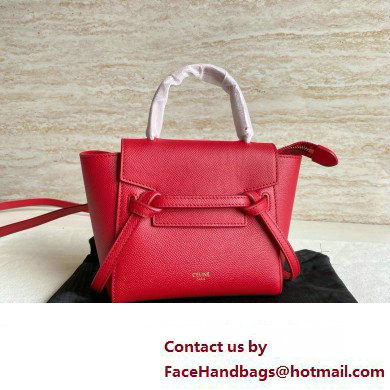 Celine mini belt pico Bag in grained calfskin red 2024 - Click Image to Close