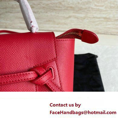 Celine mini belt pico Bag in grained calfskin red 2024