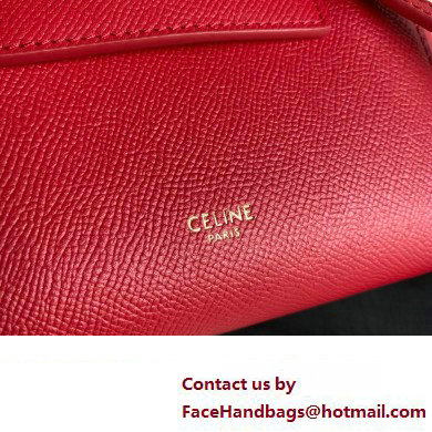 Celine mini belt pico Bag in grained calfskin red 2024