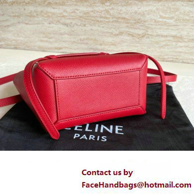 Celine mini belt pico Bag in grained calfskin red 2024