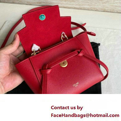 Celine mini belt pico Bag in grained calfskin red 2024