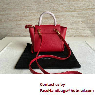 Celine mini belt pico Bag in grained calfskin red 2024