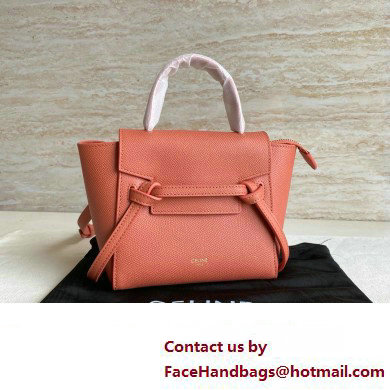 Celine mini belt pico Bag in grained calfskin rose 2024 - Click Image to Close