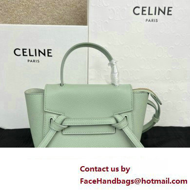 Celine mini belt pico Bag in grained calfskin vert fizz 2024 - Click Image to Close