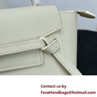 Celine mini belt pico Bag in grained calfskin white 2024