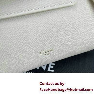 Celine mini belt pico Bag in grained calfskin white 2024