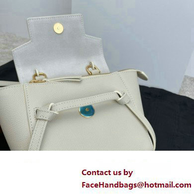 Celine mini belt pico Bag in grained calfskin white 2024