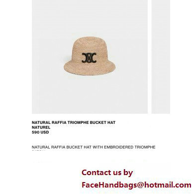 Celine triomphe bucket hat in raffia Natural / Black 2024 - Click Image to Close