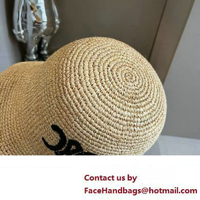 Celine triomphe bucket hat in raffia Natural / Black 2024