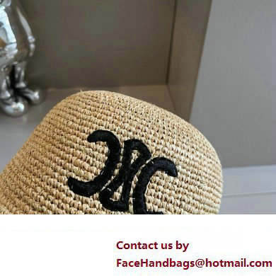 Celine triomphe bucket hat in raffia Natural / Black 2024