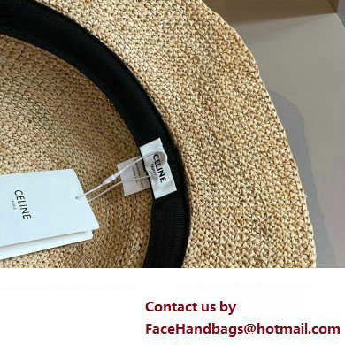 Celine triomphe bucket hat in raffia Natural / Black 2024