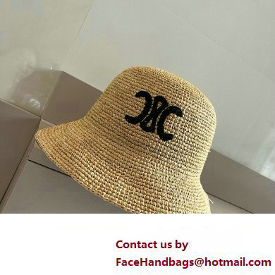 Celine triomphe bucket hat in raffia Natural / Black 2024