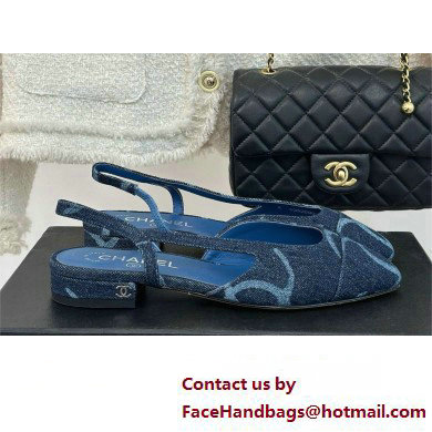 Chanel COCO PRINTED DENIM Slingbacks 2024 - Click Image to Close