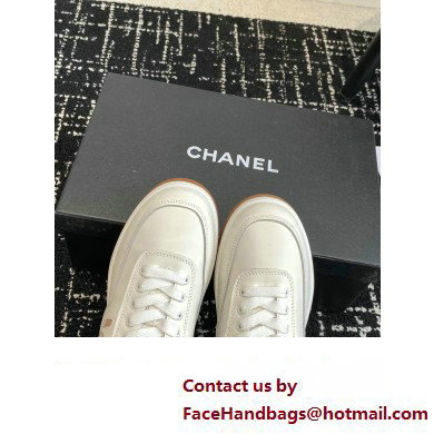 Chanel Calfskin Leather Logo Sneakers White/Beige/Burgundy 2024