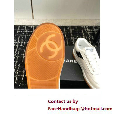 Chanel Calfskin Leather Logo Sneakers White/Red/Black 2024