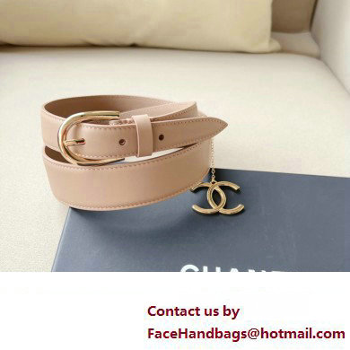 Chanel Metal CC Logo calfskin belt Nude Pink/Gold 2024 - Click Image to Close