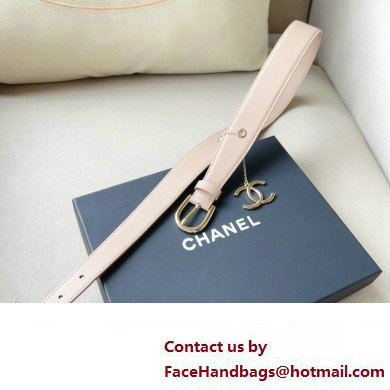 Chanel Metal CC Logo calfskin belt Nude Pink/Gold 2024