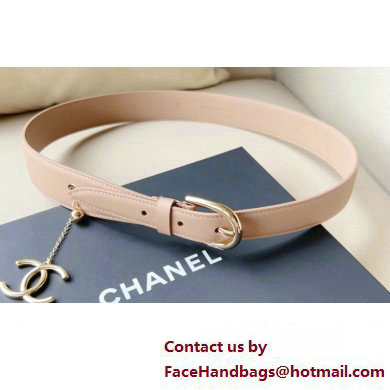 Chanel Metal CC Logo calfskin belt Nude Pink/Gold 2024