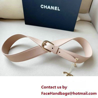 Chanel Metal CC Logo calfskin belt Nude Pink/Gold 2024