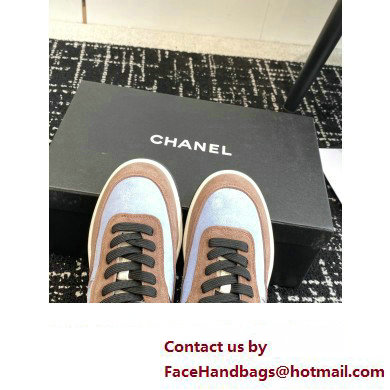 Chanel Suede Leather Logo Sneakers Camel/Blue 2024