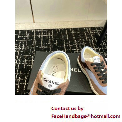 Chanel Suede Leather Logo Sneakers Camel/Blue 2024