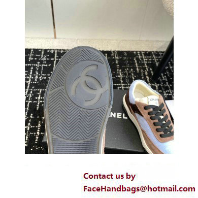 Chanel Suede Leather Logo Sneakers Camel/Blue 2024