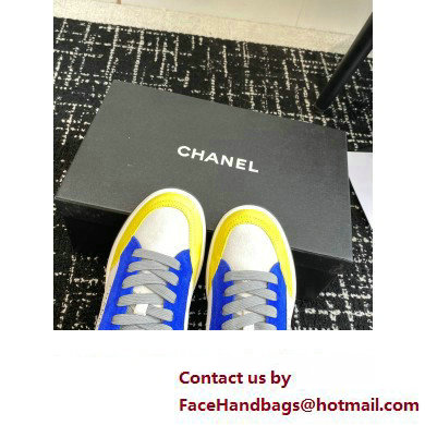 Chanel Suede Leather Logo Sneakers Gray/Blue/Red 2024