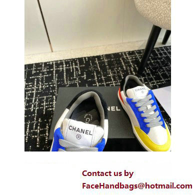 Chanel Suede Leather Logo Sneakers Gray/Blue/Red 2024