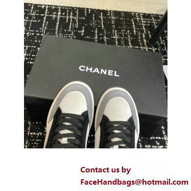 Chanel Suede Leather Logo Sneakers White/Gray 2024