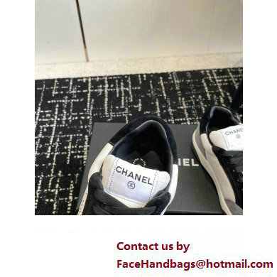 Chanel Suede Leather Logo Sneakers White/Gray 2024