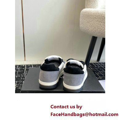 Chanel Suede Leather Logo Sneakers White/Gray 2024