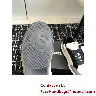 Chanel Suede Leather Logo Sneakers White/Gray 2024