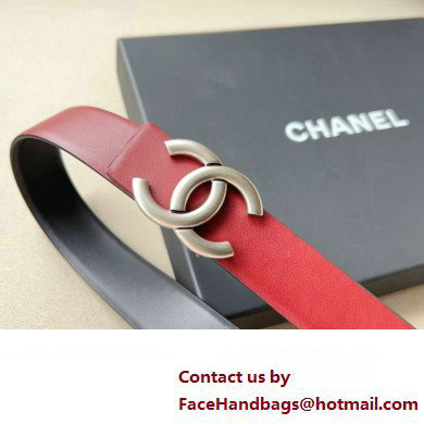 Chanel Width 3cm Reversible calfskin belt Red 2024 - Click Image to Close