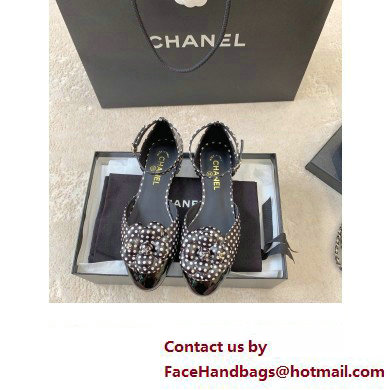 Chanel dots Mary Janes with Camellia black 2024