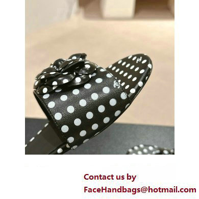 Chanel dots leather mules with Camellia black 2024