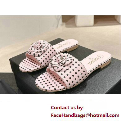 Chanel dots leather mules with Camellia pink 2024