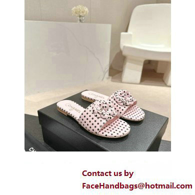 Chanel dots leather mules with Camellia pink 2024