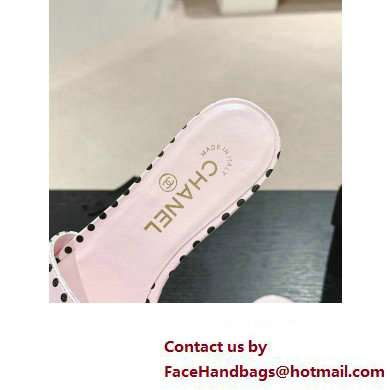 Chanel dots leather mules with Camellia pink 2024