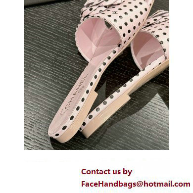 Chanel dots leather mules with Camellia pink 2024